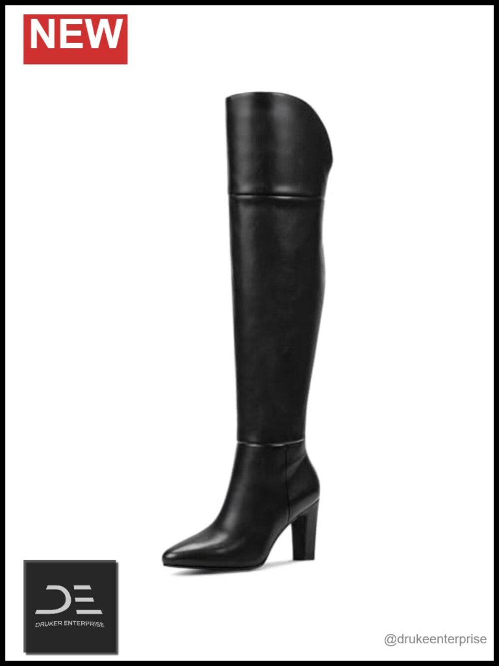 Women's Thigh High Boots Pointed Toe Chunky Heel Over the Knee Boots